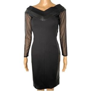 Anne Fontaine black leather trimmed dress size 40‎ US 8